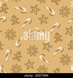 Vector Christmas Cookies senza cuciture modello di sfondo design Illustrazione Vettoriale