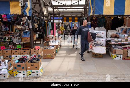 Il mercato all'aperto a Dudley, West Midlands, Regno Unito Foto Stock
