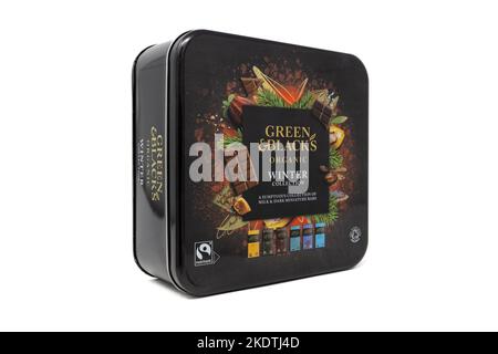 Green & Black's Organic Winter Collection stagno al cioccolato fondente e al latte Foto Stock