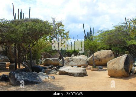 Casibari formazione rocciosa, sull'isola di Aruba, nei Caraibi Foto Stock