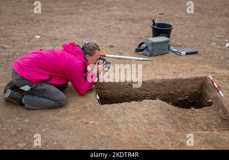 Foto di Jim Wileman - Ipplepen Archeology Site, Università di Exeter, 2019. Foto Stock