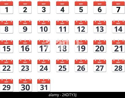 Calendario del mese di maggio, concetto di pianificazione, attività e compiti Illustrazione Vettoriale