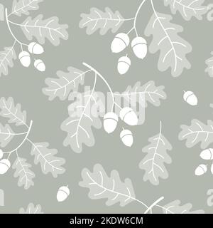 Modello senza cuciture con foglie di quercia e ghiande Illustrazione Vettoriale