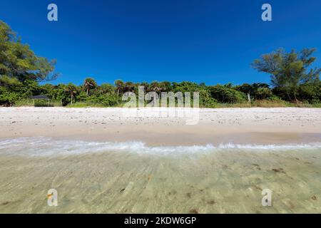 Spiaggia tropicale vista mare Foto Stock