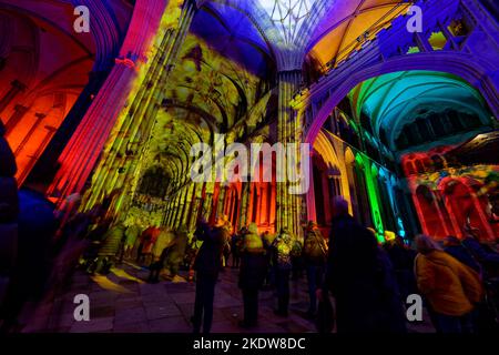 Cattedrale di Salisbury, Sarum Lights: Renaissance, novembre 2022 Foto Stock