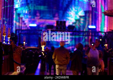 Cattedrale di Salisbury, Sarum Lights: Renaissance, novembre 2022 Foto Stock