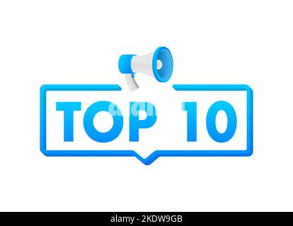 Top 10 - Top Ten etichetta colorata su sfondo bianco. Illustrazione di stock vettoriale Illustrazione Vettoriale