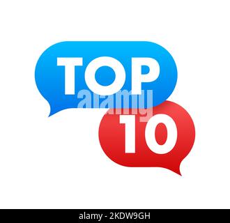Top 10 - Top Ten etichetta colorata su sfondo bianco. Illustrazione di stock vettoriale Illustrazione Vettoriale