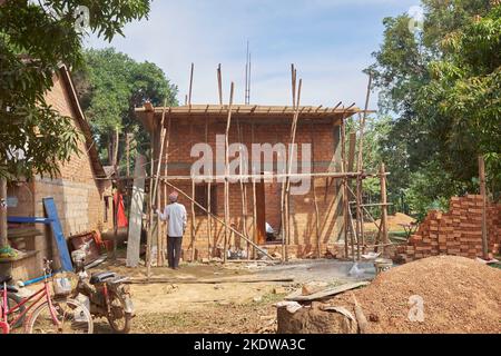 Costruzione di una casa a Kampot Cambogia Foto Stock