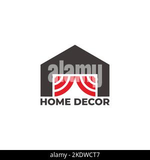 home decorazione tenda semplice logo vettore Illustrazione Vettoriale