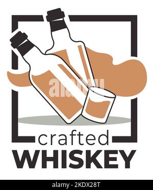 Produzione di whisky, componenti extra speciali e tecnologia di fabbricazione. Vettore in stile piatto Illustrazione Vettoriale