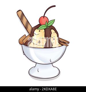 cute mano disegnata gelato sundae Illustrazione Vettoriale