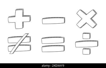 insieme di simboli di equazione disegnati a mano Illustrazione Vettoriale