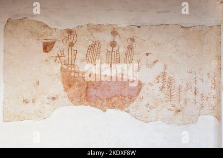 Santuario di nostra Signora de las Nieves, Reina, Badajoz, Estremadura, Spagna. Dipinti dell'atrio Foto Stock