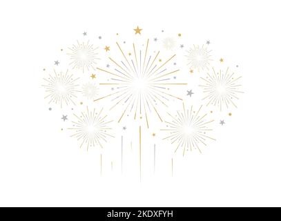Fuochi d'artificio isolati su sfondo bianco. Illustrazione vettoriale Illustrazione Vettoriale