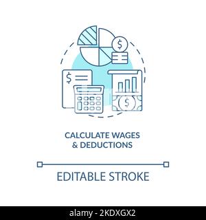 Calcola salari e deduzioni icona concetto turchese Illustrazione Vettoriale