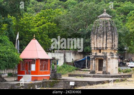 Antico tempio di Ganesh nel campus del tempio di Navlakha, Ghumli, Dwarka, Gujarat, India. Foto Stock