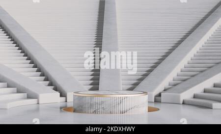 3D podio bianco per vetrina cosmetica. Foto Stock