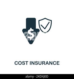 Icona assicurazione costi. Icona monocromatica Simple Global Business per modelli, web design e infografiche Illustrazione Vettoriale