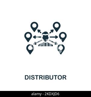 Icona distributore. Icona monocromatica Simple Global Business per modelli, web design e infografiche Illustrazione Vettoriale