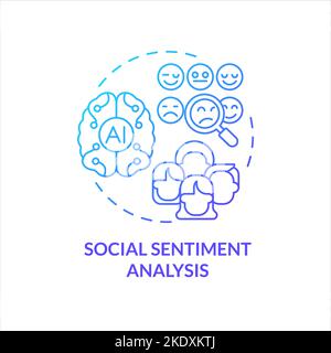 Icona del concetto di gradiente blu per l'analisi del sentimento sociale Illustrazione Vettoriale