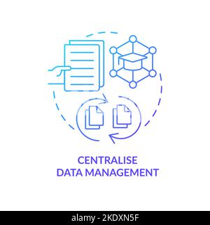 Centralizzare la gestione dei dati icona del concetto di gradiente blu Illustrazione Vettoriale