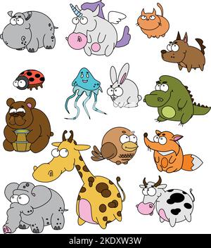 animali carini per i vostri capretti nell'illustrazione e nel vettore Illustrazione Vettoriale