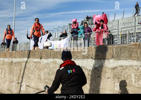 Durante la Route du Rhum-destinazione Guadalupa 2022, corsa transatlantica solista, Saint-Malo - Guadalupa (6.562 chilometri) il 6 novembre 2022 a Saint-Malo, Francia - Foto Pierre Bouras / DPPI Foto Stock