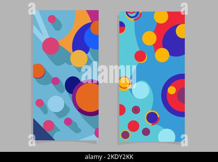 Set moderno e futuristico di colorati sfondi geometrici astratti per le feste, Bussiness e modelli di design creativo. Design moderno e accattivante per le carte di credito Illustrazione Vettoriale