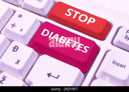 Testo scritto a mano Stop Diabetes, Business idea Blood Sugar Level è superiore al normale Inject Insulin Foto Stock