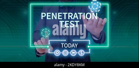Handwriting text Penetration Test, Business idea ha autorizzato un attacco informatico simulato su un sistema informatico Foto Stock