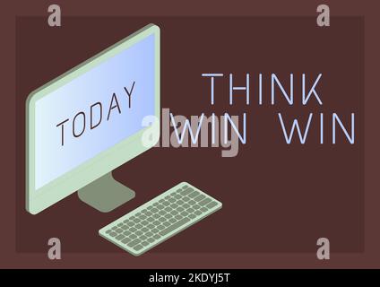Visualizzazione concettuale pensare Win Win, approccio aziendale strategia aziendale concorrenza sfida modo di essere successo Foto Stock