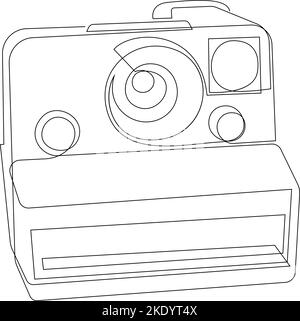 Disegno a linea continua di una fotocamera istantanea vintage. Illustrazione vettoriale Illustrazione Vettoriale