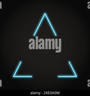 Cornice triangolare blu neon in stile linea. Bordo delle linee incandescenti. Illustrazione vettoriale. Illustrazione Vettoriale