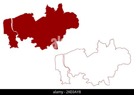 Wyre distretto non-metropolitano, Borough (Regno Unito di Gran Bretagna e Irlanda del Nord, contea cerimoniale Lancashire o Lanci, Inghilterra) mappa vec Illustrazione Vettoriale