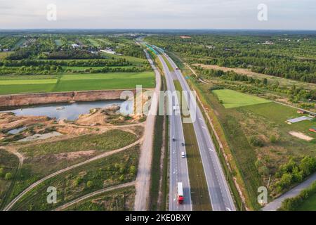 Amber Highway - autostrada A1 vicino a Czestochowa città, Voivodato silesiano in Polonia Foto Stock