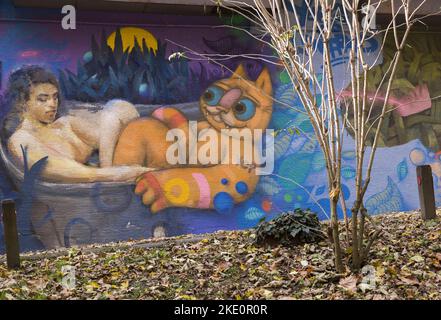 Murale a Zagabria, Croazia Foto Stock