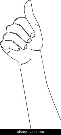 disegno a linea singola continuo del movimento verso l'alto dei pollici, illustrazione vettoriale della grafica a linee Illustrazione Vettoriale
