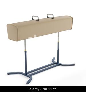Un rendering 3D di una panchina di cavallo gommel ginnastica isolata su sfondo bianco Foto Stock