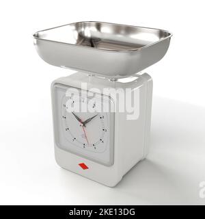 Un render 3D di una scala da cucina bianco argento isolato su uno sfondo bianco Foto Stock