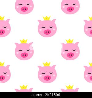 Motivo senza cuciture con i volti rosa dei piggy. Illustrazione Vettoriale