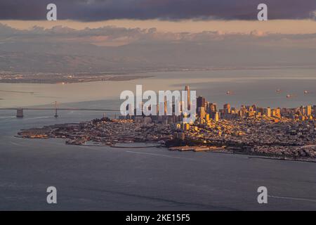San Francisco Skyline al Sunset Aerial Photography Foto Stock