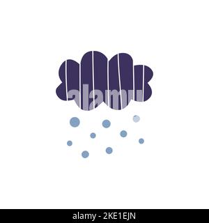 Carino scandinavo piovoso o nube di neve per manifesti vivaio, arti per bambini, boho carte, baby doccia, tessuto isolato su sfondo bianco. Illustrazione Vettoriale