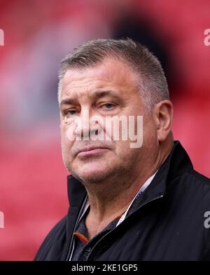 Foto del file datata 29-10-2022 del capo allenatore inglese Shaun Wane che ha spazzato via le affermazioni che la Coppa del mondo è stata istituita a favore dell'Inghilterra prima della loro semifinale con Samoa. Data di emissione: Mercoledì 9 novembre 2022. Foto Stock