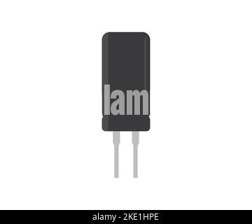 Design del logo dei condensatori a transistor. Componenti ceramici della scheda a circuito elettrico. Disegno e illustrazione vettoriale dei componenti elettronici. Illustrazione Vettoriale