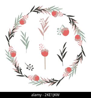 Elementi disegnati a mano per Natale Illustrazione Vettoriale