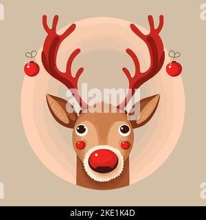 Il ritratto dell'adorabile Rudolph il personaggio delle renne dal nobile rosso Illustrazione Vettoriale