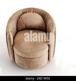 Un'illustrazione del 3D di un divano singolo e morbido isolato su sfondo bianco Foto Stock