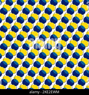 Forme vettoriali astratte - macchie, anelli, motivo senza giunture, giallo e blu Illustrazione Vettoriale