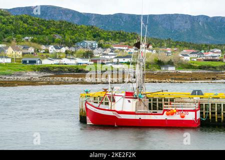 Imbarcazione da pesca ormeggiata, Rocky Harbour, Terranova e Labrador NL, Canada Foto Stock